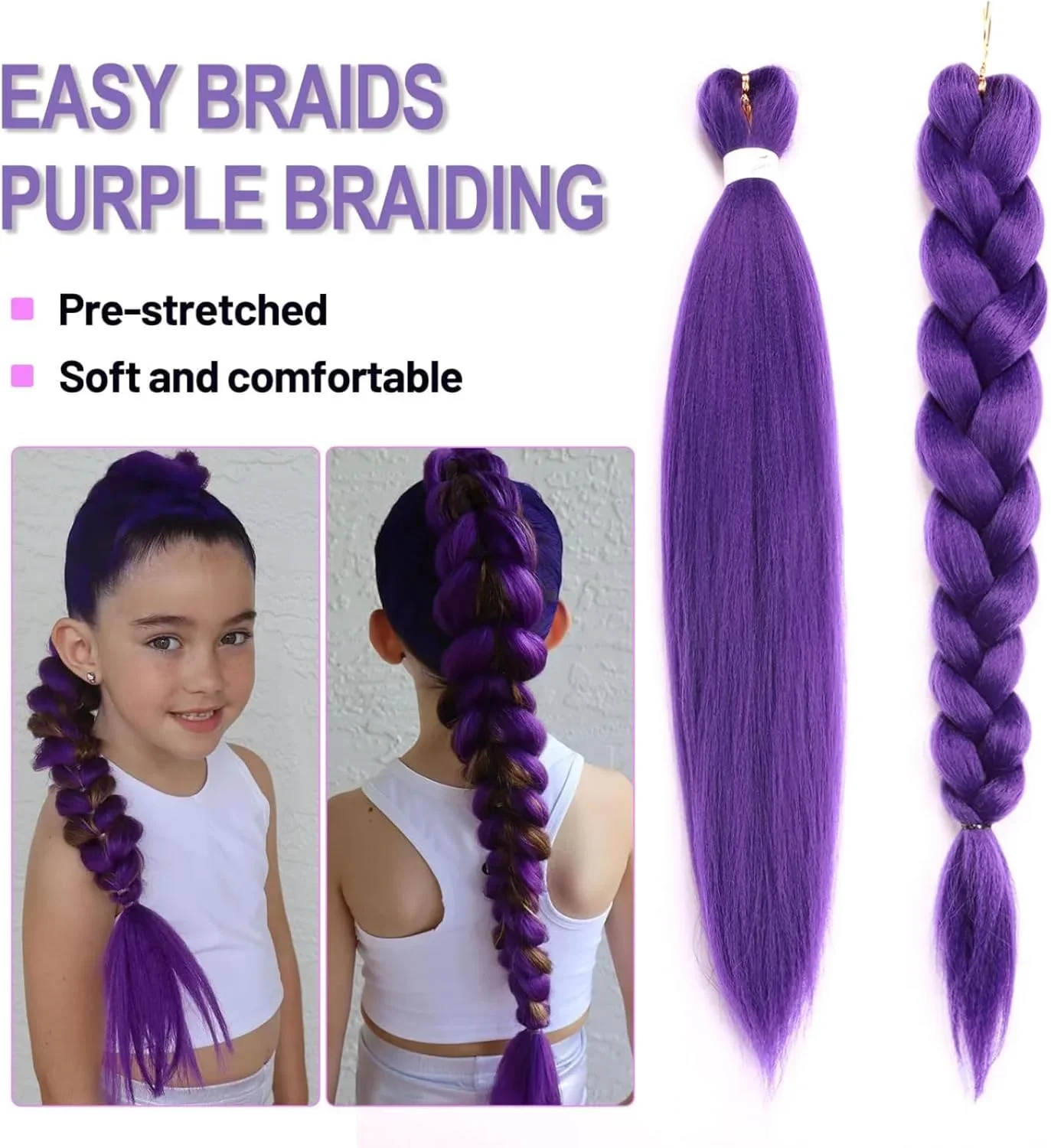 

2/4PCS Synthetic Straight Kpop Rumi Demon Hunters Cosplay Wig Ponytail With Hair Braiding Ponytail Hair Christmas Accessories