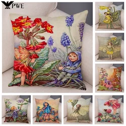 Lovely Color Cartoon Flower Girl Soft Cushion Set Fairy Tale World Elf Decoration Living Room Bedroom Sofa Home 45*45cm