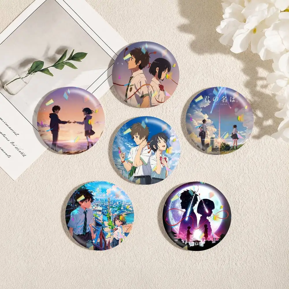 Anime Y-Your Name 25 32 44 58 75mm Badges Personalized Round Brooches Pins Accessory Gift