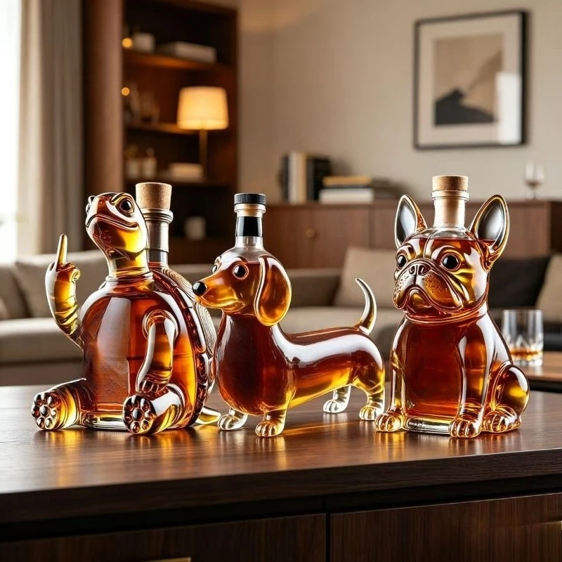 Funny Middle Finger Whiskey Glass Decanter Turtle Dog Glass Whiskey Wine Bottle Statue Decoration For Bar Office Home - view 3