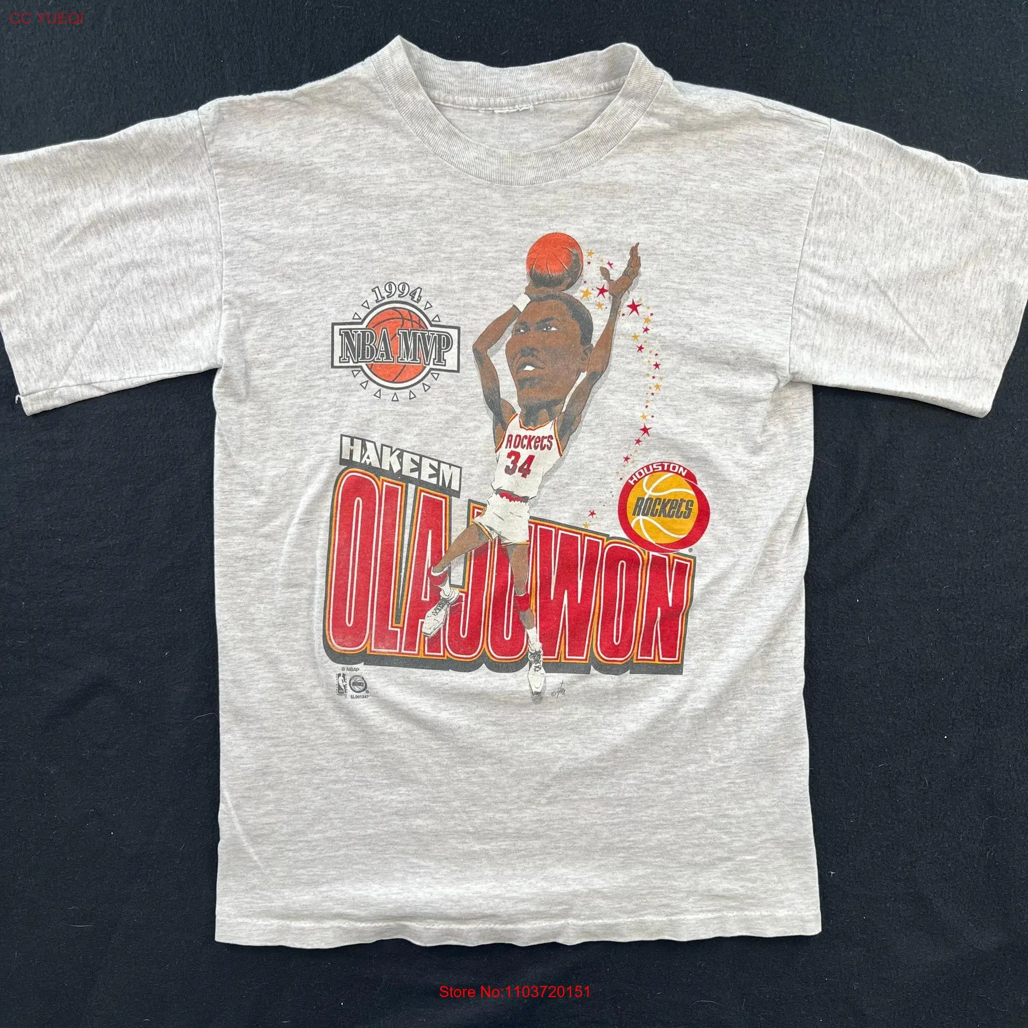 1994 Hakeem Olajuwon MVP T shirt Sz Medium X076 long or short sleeves