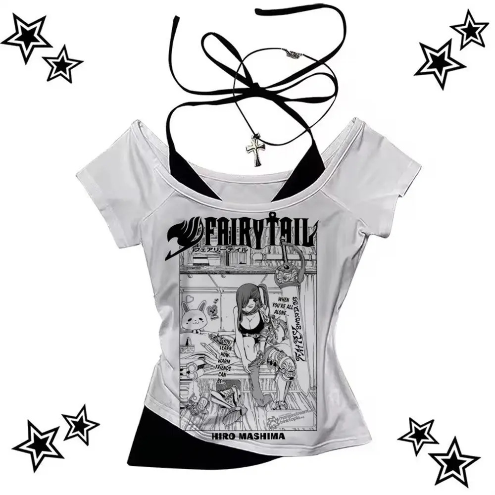 Fairy Tail shirt women Colorful Pastel aesthetic hip hop Retro kawaii shirt Punk streetwear Digital Graphic Retro Classic