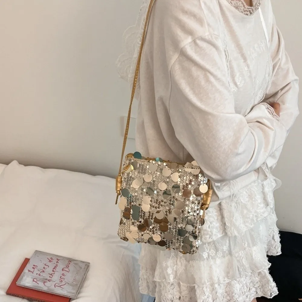 New Sequin Mini Crossbody Bag Women Shiny Glitter Evening Bag Square Bag For Party Wedding