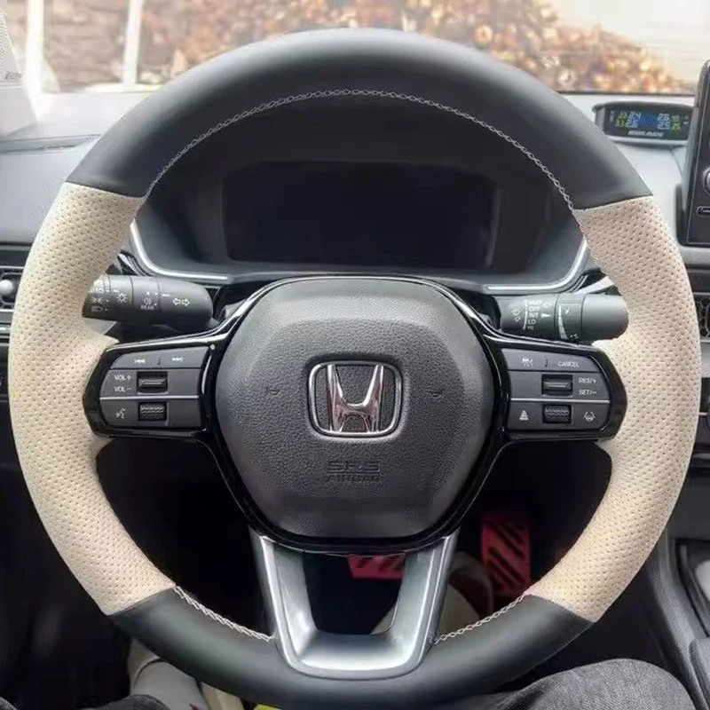 Hand Sewing Leather Car Steering Wheel Cover for Honda Civic Accord 2023-2025 CRV CR-V HRV ZRV 2023-2026 Breeze 2025 Pilot 2023