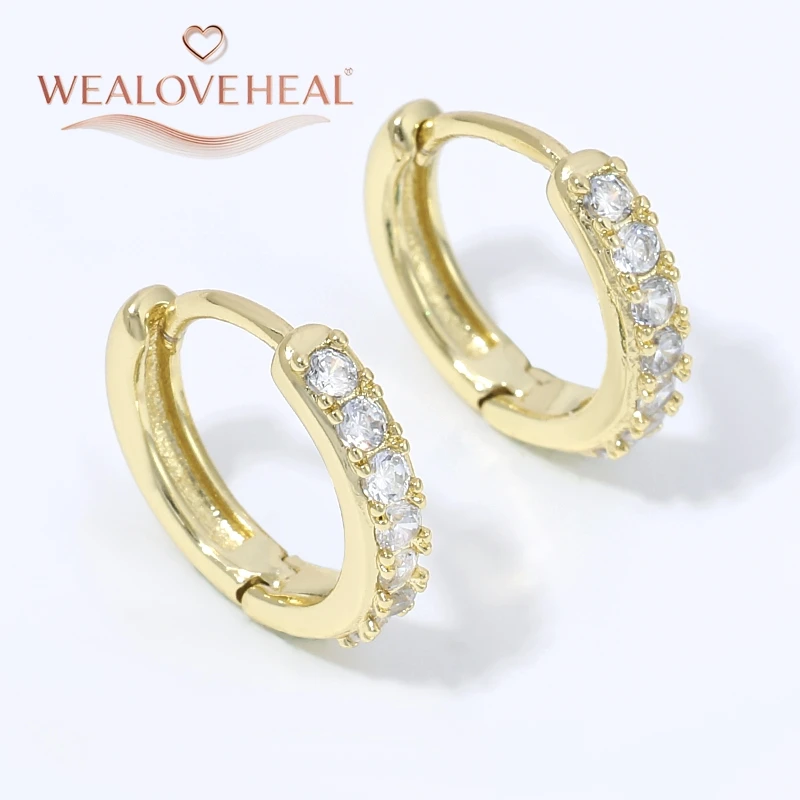 ohrringe damen,ohrringe,14K vergoldete Messing-Micro-Pave-CZ-Huggie-Hoop-Ohrringe, kleine, dünne Zirkonia-Knorpel-, Helix-, Tragus-Piercing-Schmuckstücke für Damen – Detail 16