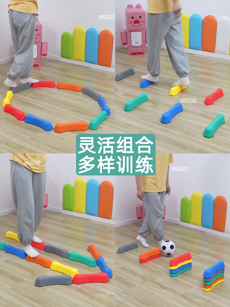 لوحة التوازن جسر خشبي واحد للأطفال جهاز التدريب الحسي رياض الأطفال معدات لعبة الحجر عبر النهر