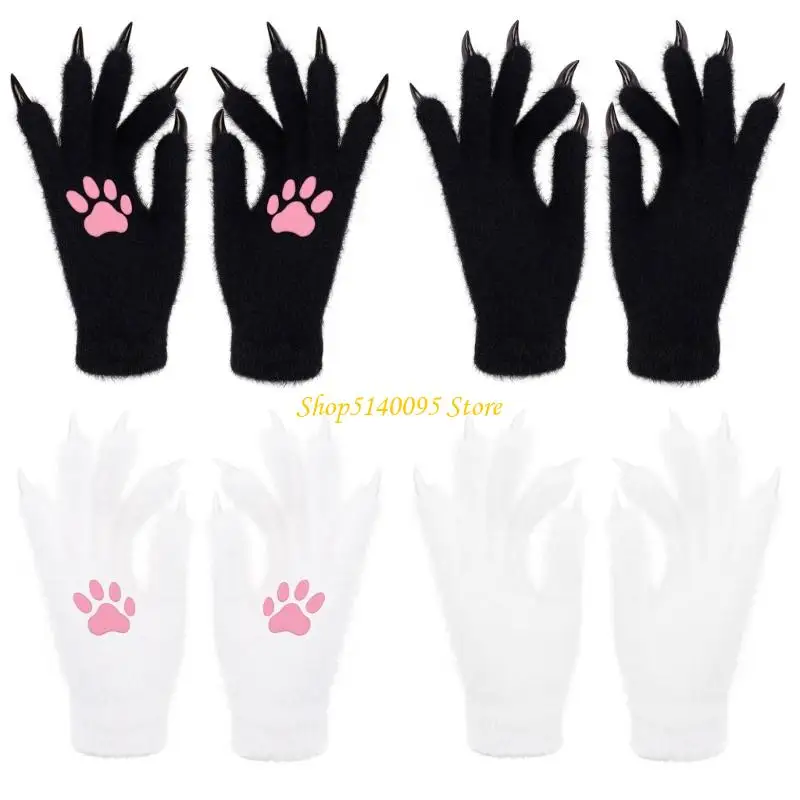 dxae-luvas-patas-animais-pelucia-macias-para-acessorios-fantasia-adulta-halloween