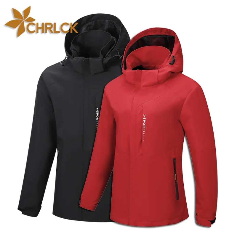 CHRLCK Men's Waterproof Hiking Jacket Women Windproof Windbreaker Camping Hunting Running Trekking Fishing Coats Reflective