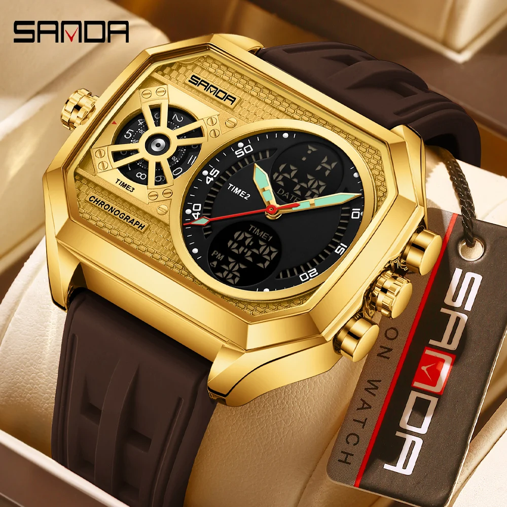 

SANDA Luxury Multi-Function Men's Wristwatch Fashion Design Quartz Water Business Square Dial Date Display Relogio Masculino