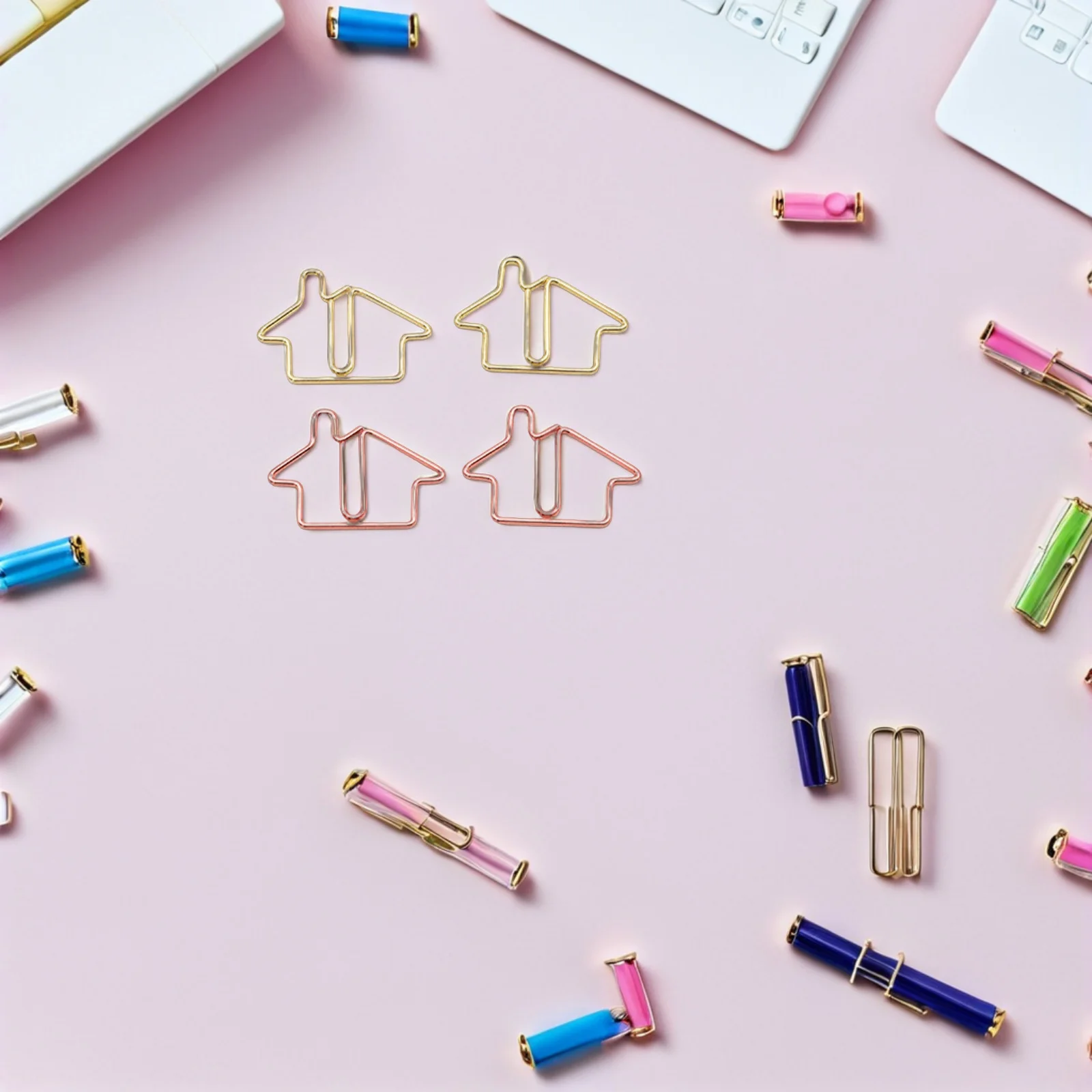 60개입 금속 모양 클립 금색 마감 사무실 가정용 문서 정리용 장식 파일 정리용