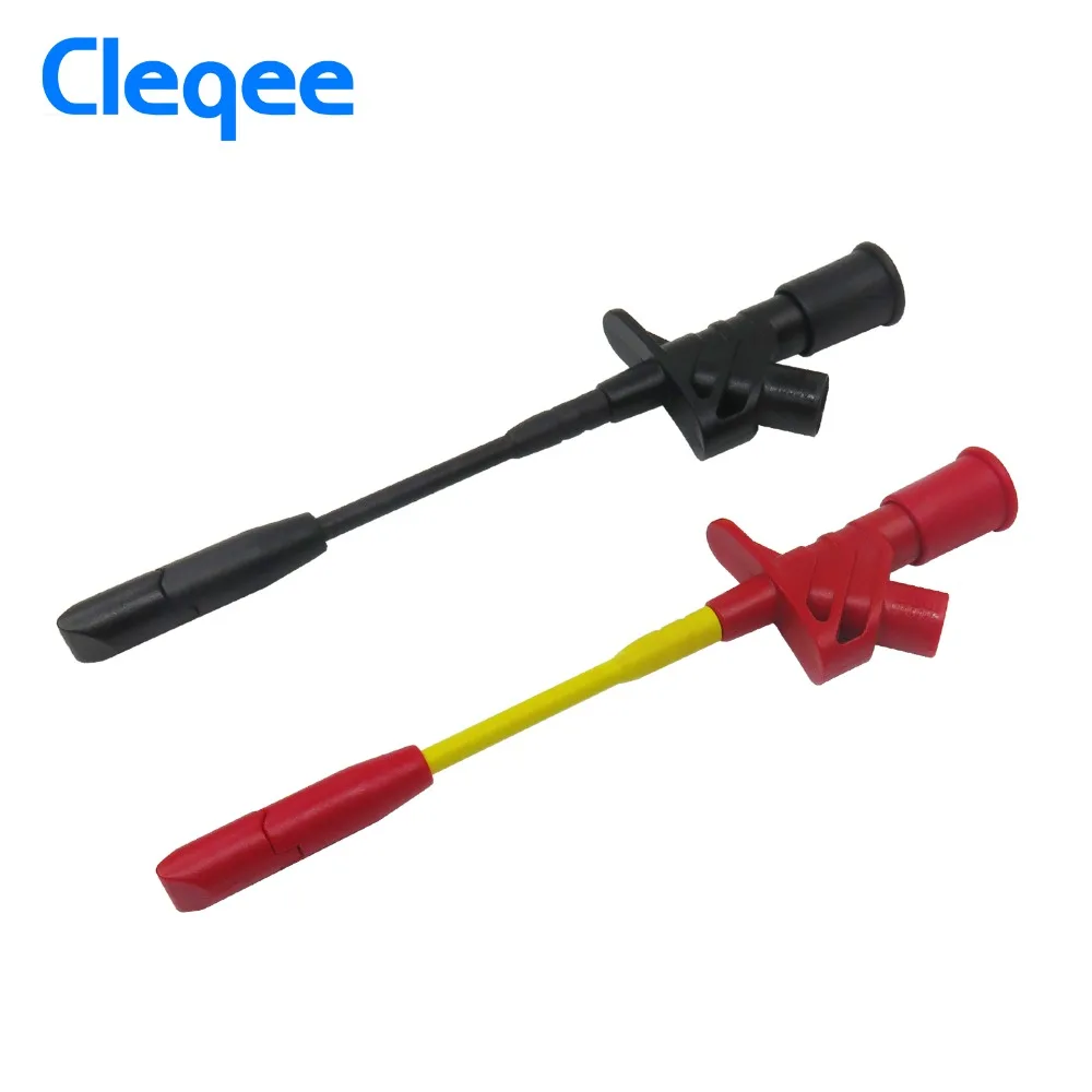 

Cleqee P5005 2pcs 10A Professional Piercing Needle Test Clips Multimeter Testing Probe Hook with 4mm Socket