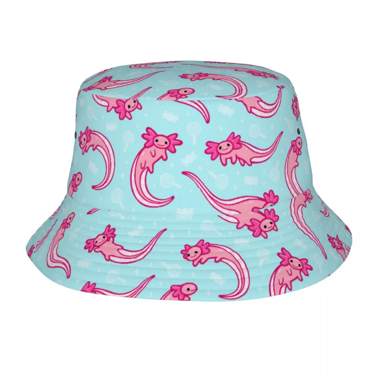 Woman Bucket Hat Axolotl Animal Beach Hatwear Lightweight Camping Fishing Fisherman Hats Cute Salamander Panama Hat Gifts Idea