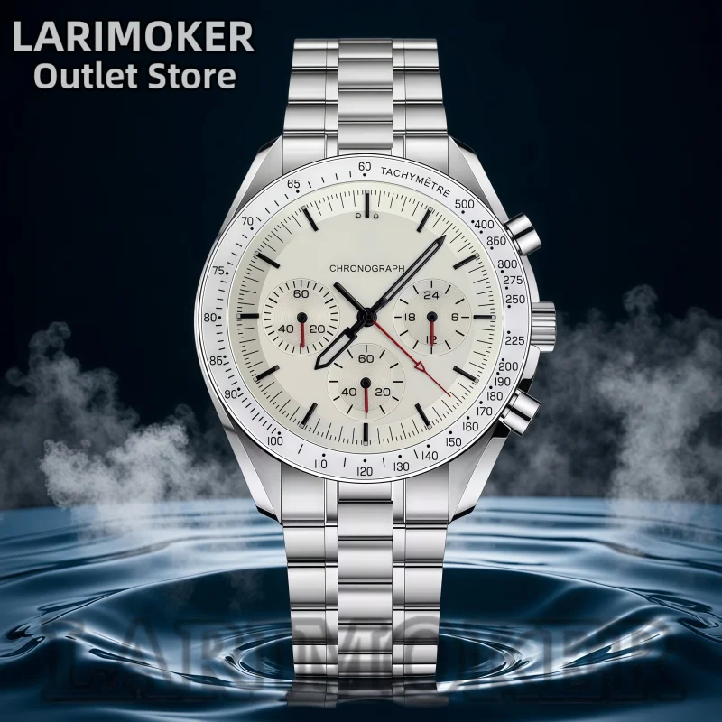 

Мужские часы-хронограф LARIMOKER 40 мм с механизмом VK63, ремешком из нержавеющей стали, сапфировым стеклом, тахиметром, водонепроницаемые, спортивные часы