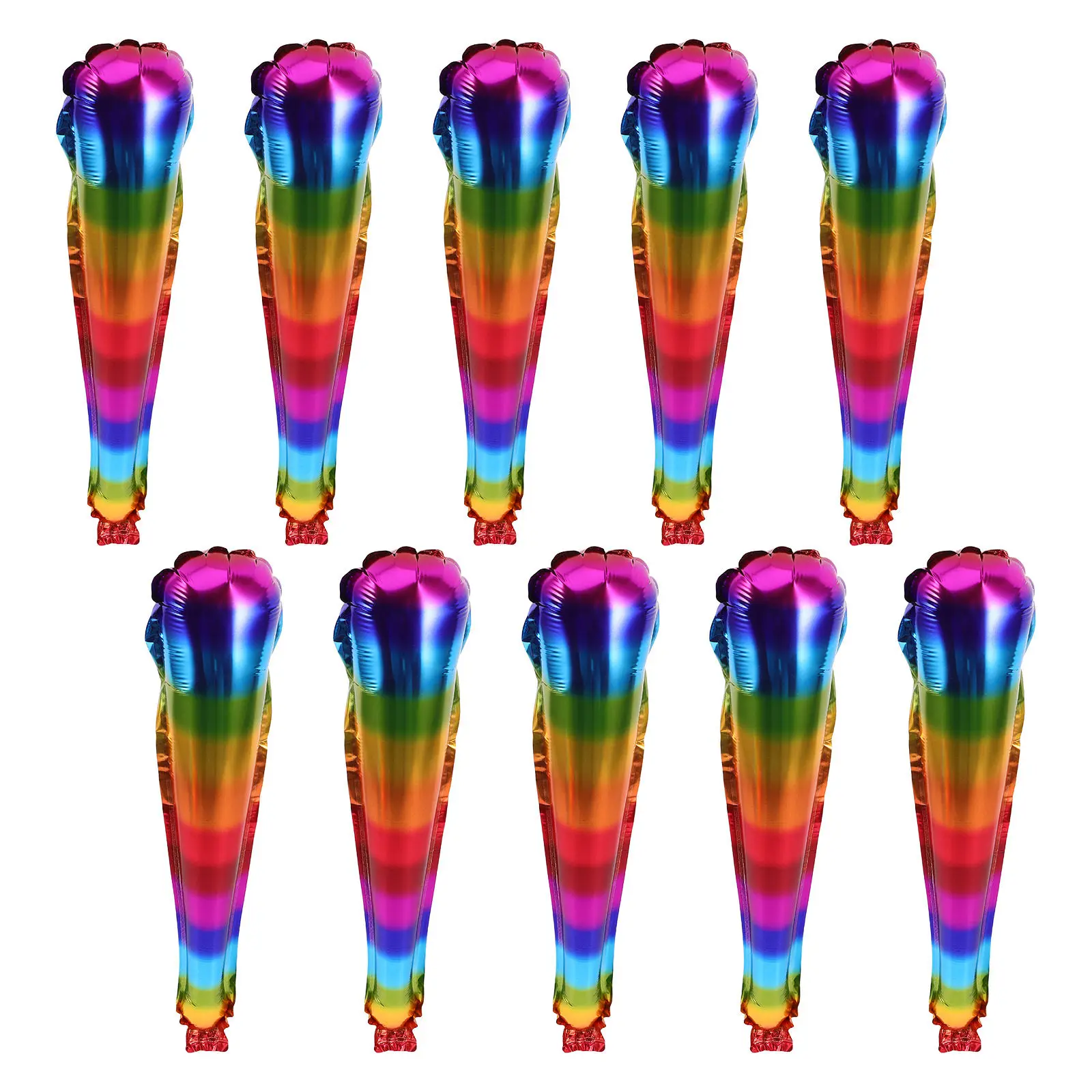10Pcs 14 Inch Rainbow Balloon Cheering Sticks Inflatable Noise Makers for Sports Fans Football Basketball Team Spirit Supplies