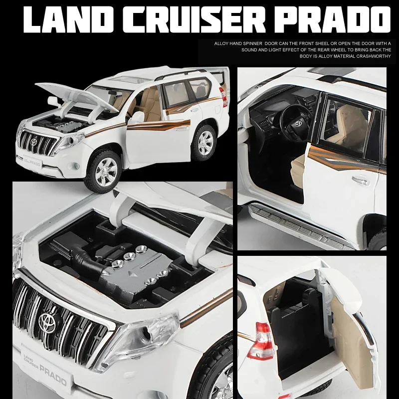 1:32 TOYOTA Prado Alloy Car Model Diecasts Metal Toy Off-road Vehicles Car Model Simulation Sound And Light Collection Gift