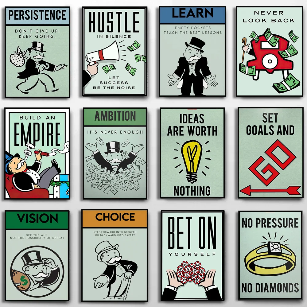Alec Monopoly Inspiration Canvas Painting Successful Posters and Prints Art Print Mural Stock Market Money Home Wall Decoration