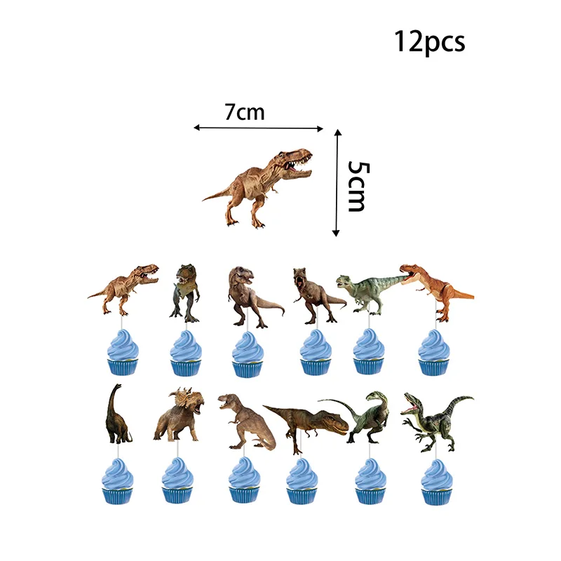 12pcs Dinosaur Cake Topper Boy Kid Jungle Safari tema festa di compleanno decorazione della torta forniture per Baby Shower accessori per torte Dino