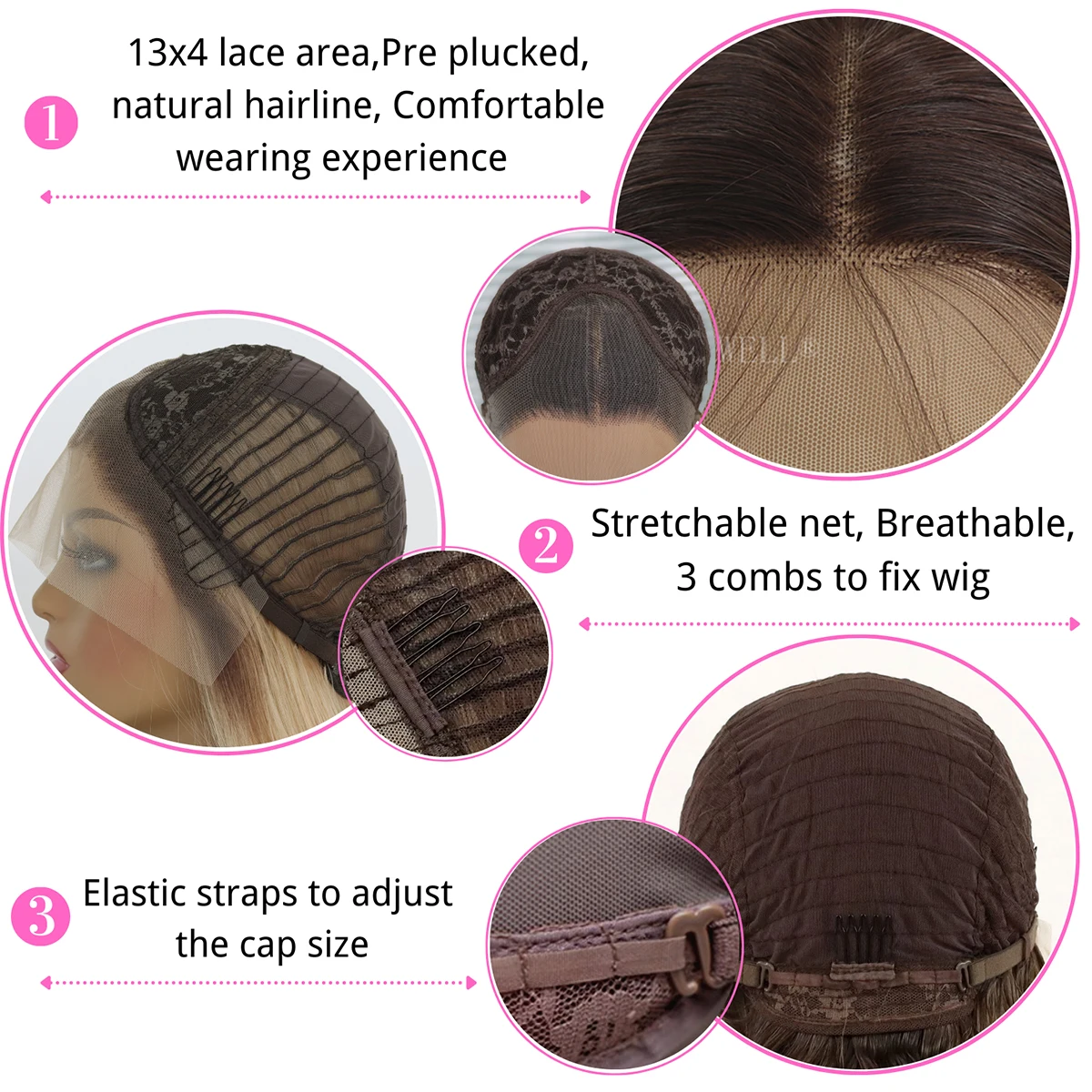 Ombre Blonde Lace Front 13*4 Wigs Gluless Lace Synthetic Wigs Long Natural Wavy Wigs with Baby Hair Pre Heat Resistant Fiber