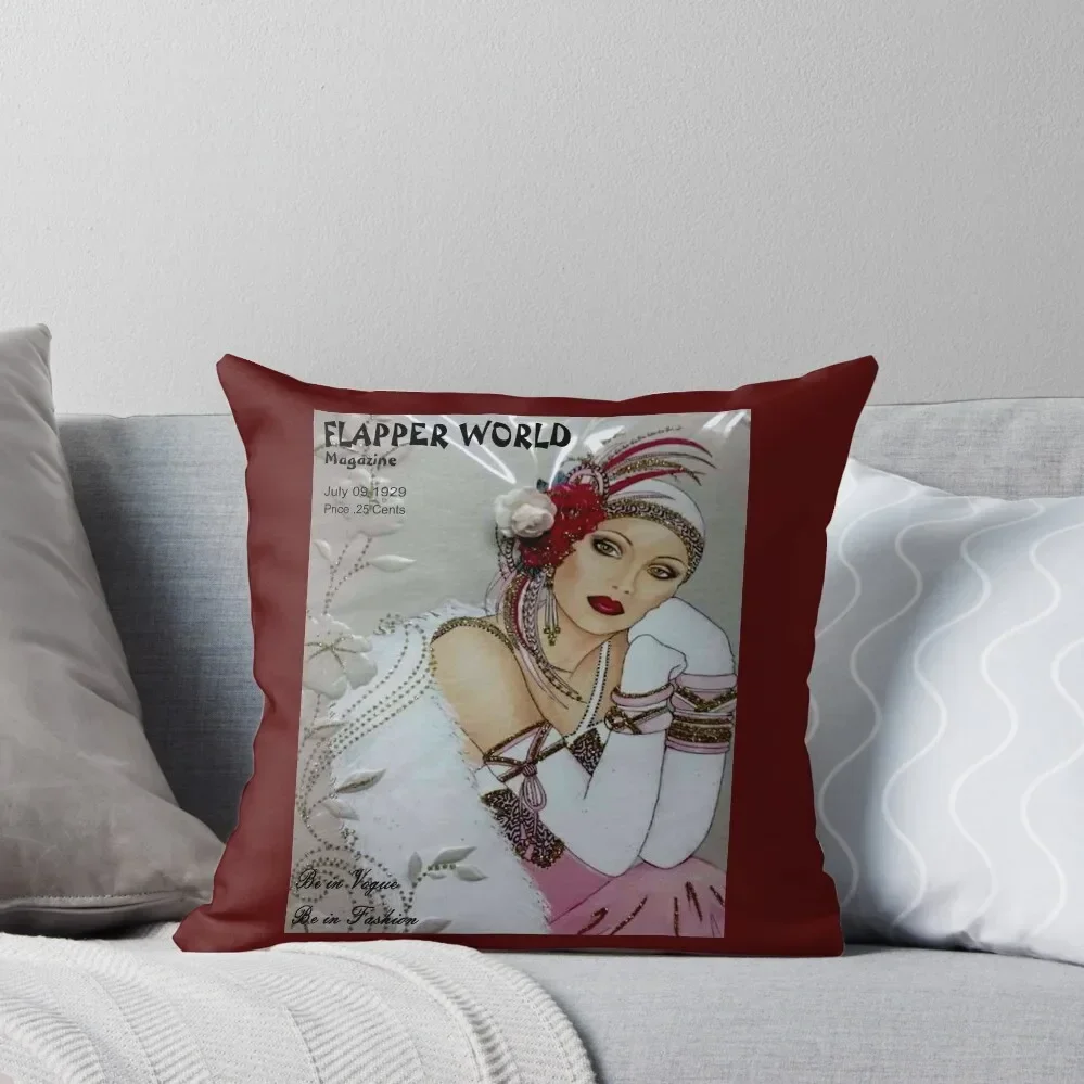 FLAPPER WORLD : Vintage 1929 Fashion Magazine Advertising Print Throw Pillow Pillow Cases Decorative Sofa Cushions Cover Pillow