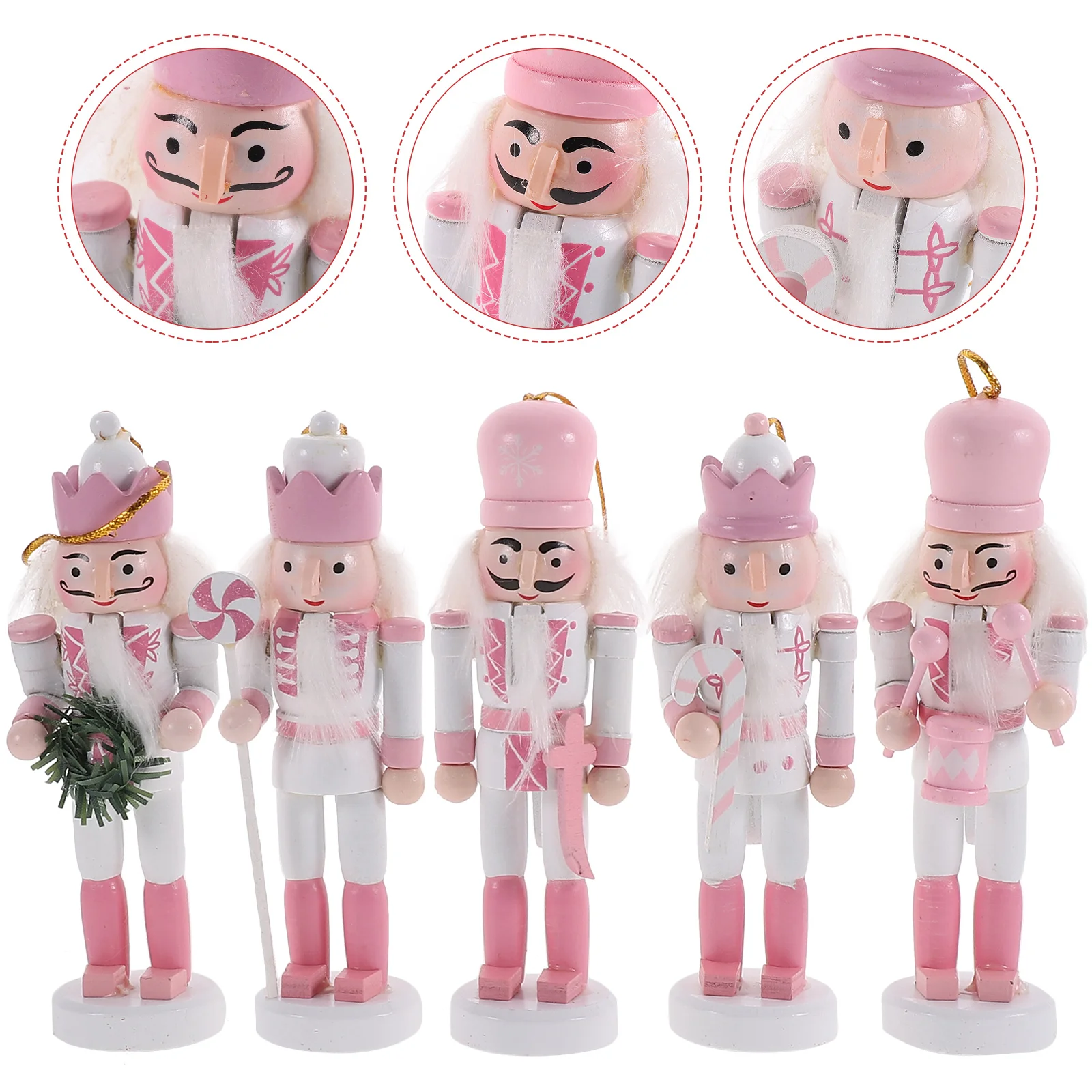 

5 Pcs Christmas Hanging Nutcrackers Craft Puppet Decor Mini Tree Holiday Stickers Decoration Decorate Pendant Traditional