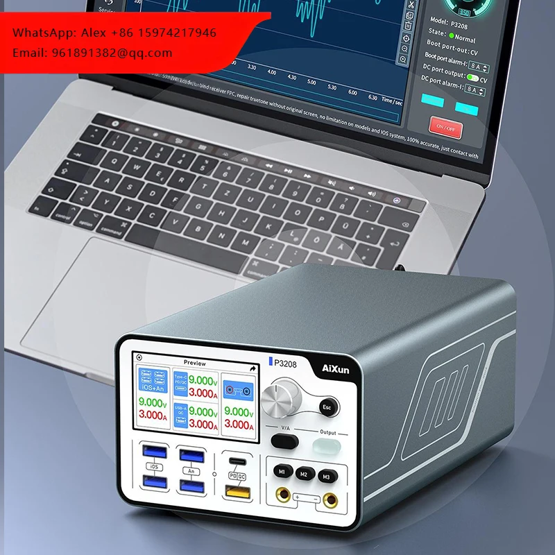 

AiXun P3208 32V/8A Smart Regulated Power Supply For IPhone 6-14ProMax One-button Power-on Test Motherboard Battery Fast Charging