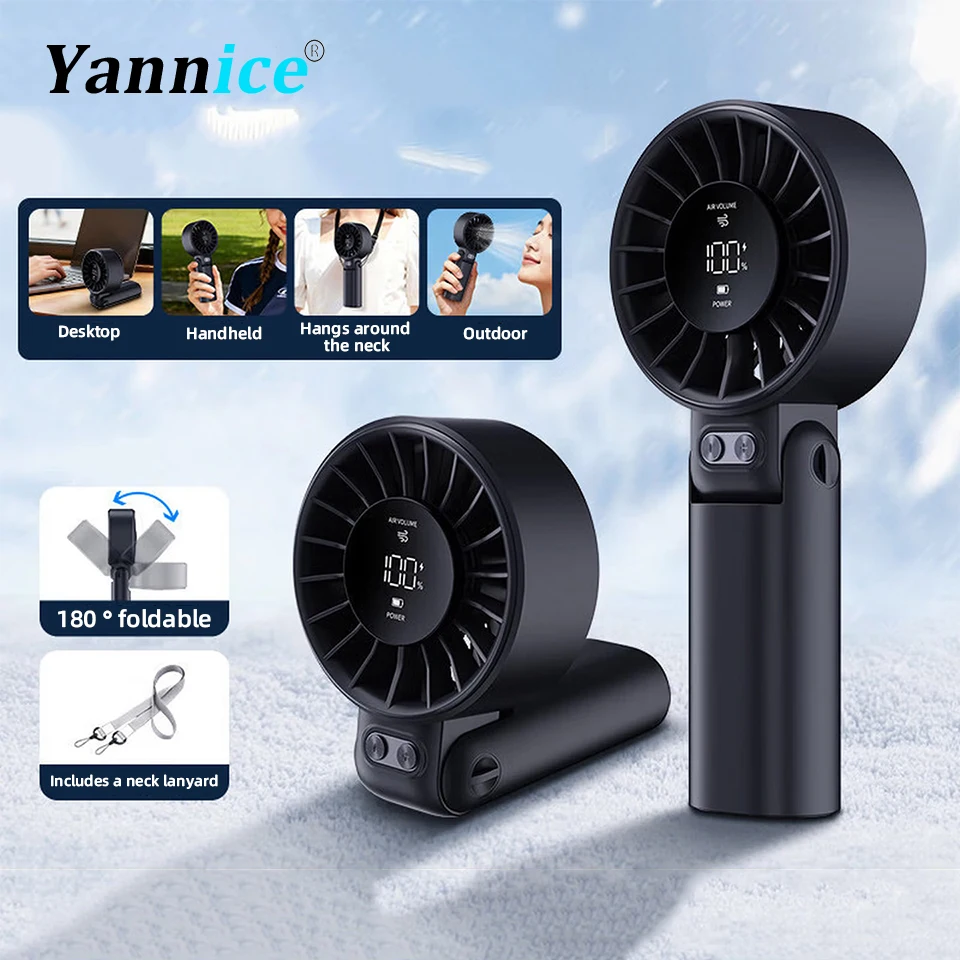 

4000mAh Cooling Fan High Speed Handheld Fan USB Rechargeable 100 Wind Speeds 180° Foldable Design Air Cooling Handheld Turbo Fan