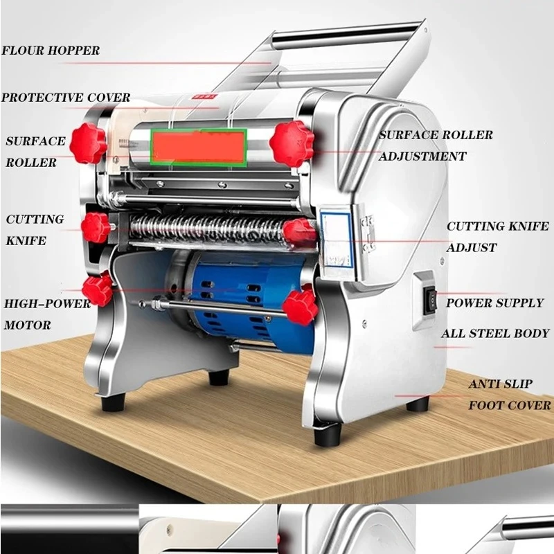 Electric Dough Sheeter For Household/commercial Stainless Steel Noodle Maker Dough Roller Presser Machine