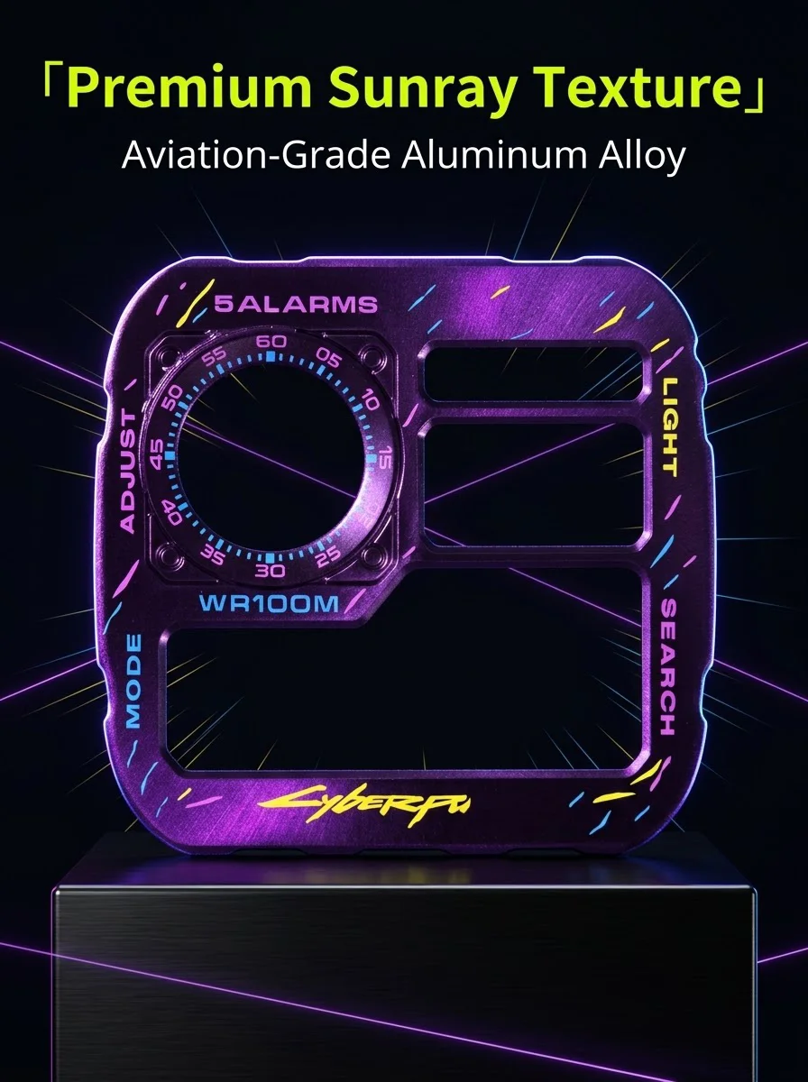 Retro Watch Sticker Faceplate Combo Mod for Casio AE1200 Watch Japan Copper Metal Sunray Purple Dark Punk Style Cyber Kit
