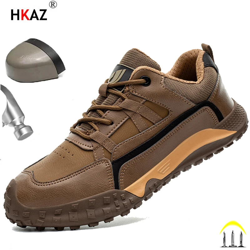 

Men Safety Work Shoes Steel Toe Safety Boots Fashion Lightweight Comfort Working Sneakers Anti-puncture Indestructible Shoes