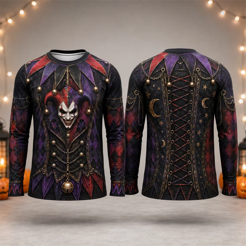 Men Mummy Halloween Cosplay Shirt 3D Print Quick Dry Long Sleeve Horror Costume Egyptian Style Tee