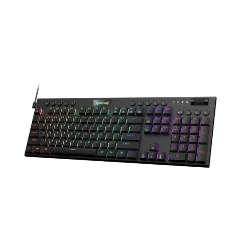 Redragon-Clavier mécanique filaire K619 Horus RGB, touches de jeu à profil bas, interrupteur rouge, prise en charge du logiciel Pro
