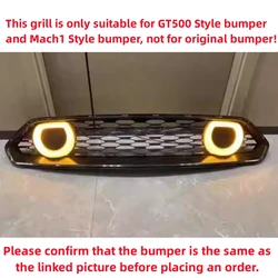 Front Grille with Light for Ford Mustang GT500 2015-2022 Modified Mach1 Style Bumper Net Radiator Grill Mask Car Accessories