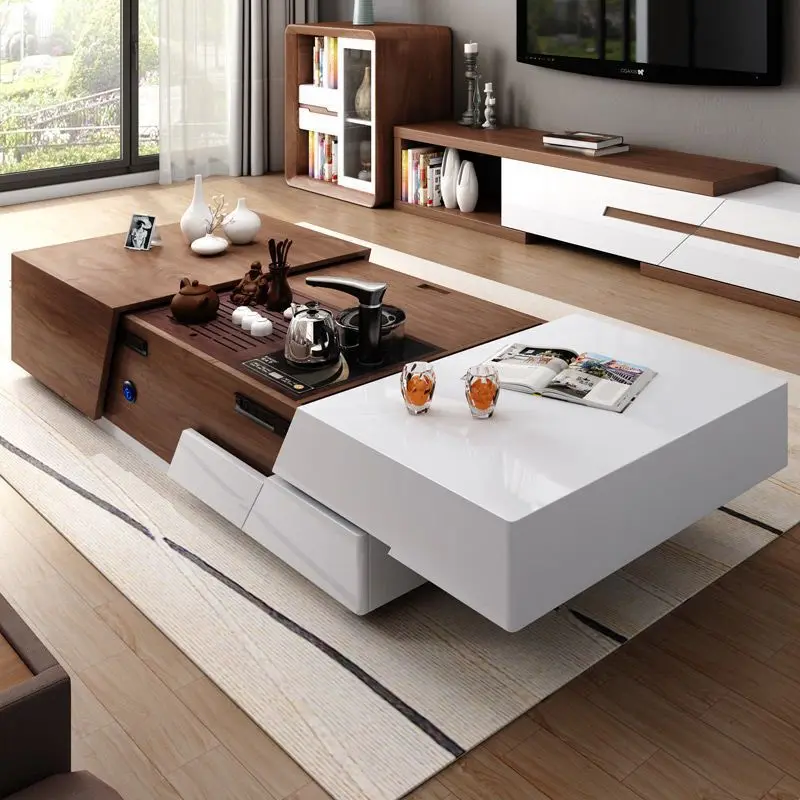

Multifunctional coffee table TV cabinet simple living room small apartment intelligent lifting kung fu tea table