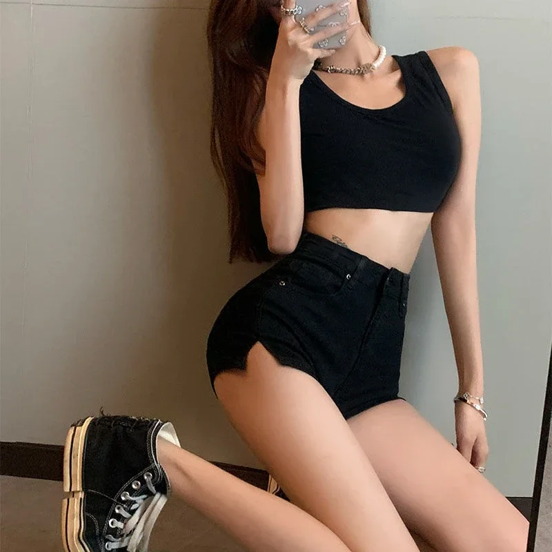 Female Short Jeans Pants With Waist Pocket Jorts Women's Denim Shorts High New In Kpop Aesthetic Wholesale XL Low Price Normal