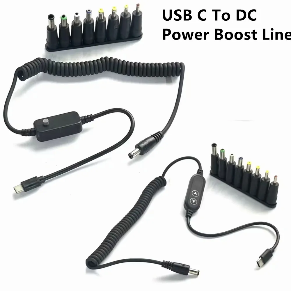 USB C to DC Power Boost Cable Type C To DC Fast Charging 5V To 20V Adjustable Voltage Power Converter Cable Adapter