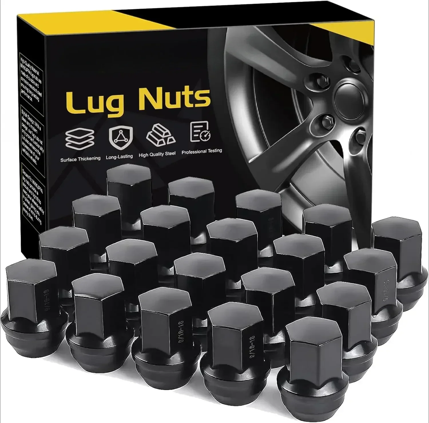 

20pcs 9/16"-18 One-Piece Black OEM Factory Style Large Acorn Seat Lug Nuts Replacement for 2006-2010 Dodge Dakota