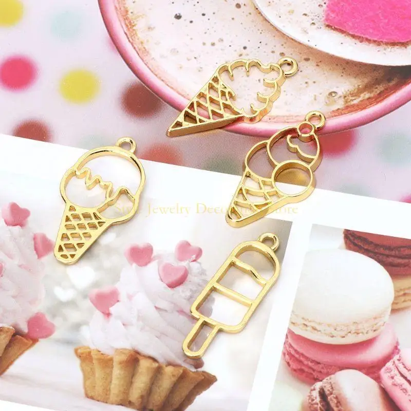 d46e 4 pcs sweet ice-cream frame uv pendant pendant pezel for diy craft Jewelry