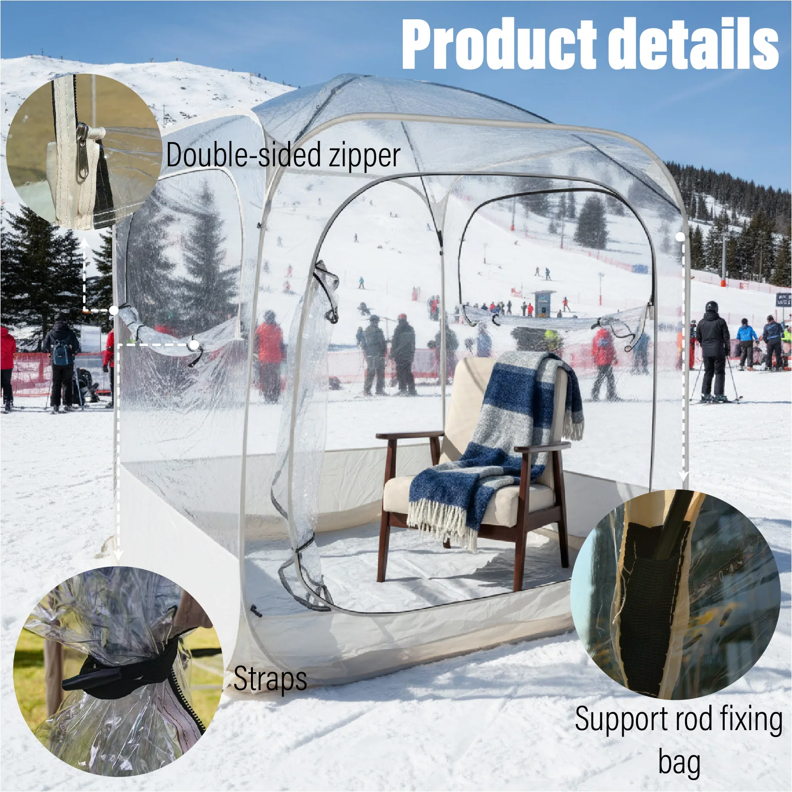 Transparent Pop Up Spectator Tent 540 Viewing for Ski Snow Game Winter Outdoor