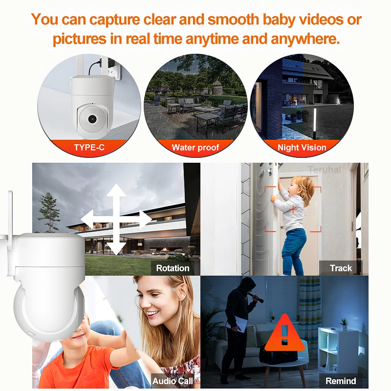 Outdoor Waterproof Camera 4MP IP WiFi PTZ Camera Wireless Security Camera Motion Detection 2-Way Audio Night Vision CCTV Camera