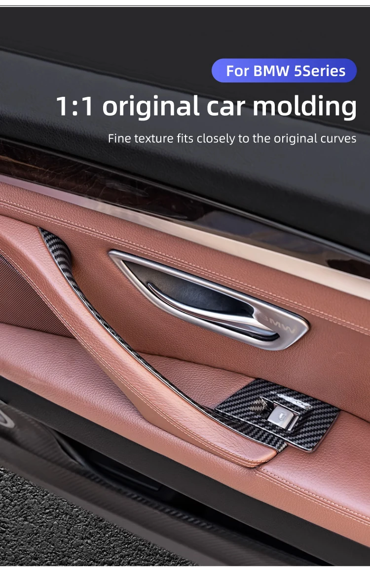 Für BMW 5er F10 2011-2017 LHD Carbon Faser Auto Tür Innen Griff Panel Trim Abdeckung Innen Schutz aufkleber Zubehör – Detail 2