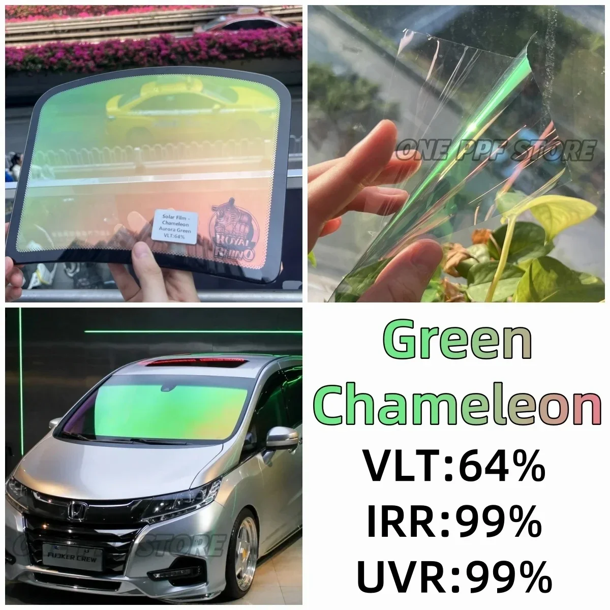 Purple/Green/Blue/Red Chameleon VLT 60~80% Windscreen Foils Car Front Rear Window Tint Windshield Protection Solar Tinting Film