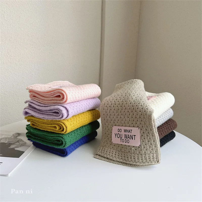 Fashion Casual Children Woolen Yarn Scarves Winter Warm Soft Comfortable Knit Long Neck Scarf Baby Kids Muffler for Boys Girls