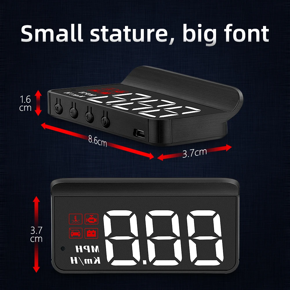 M3 Head-Up Display OBD2 Voorruit Projector Auto Snelheidsmeter Overspeed Waarschuwing Water Temp Gauge Kilometerstand Spanning Display Meter