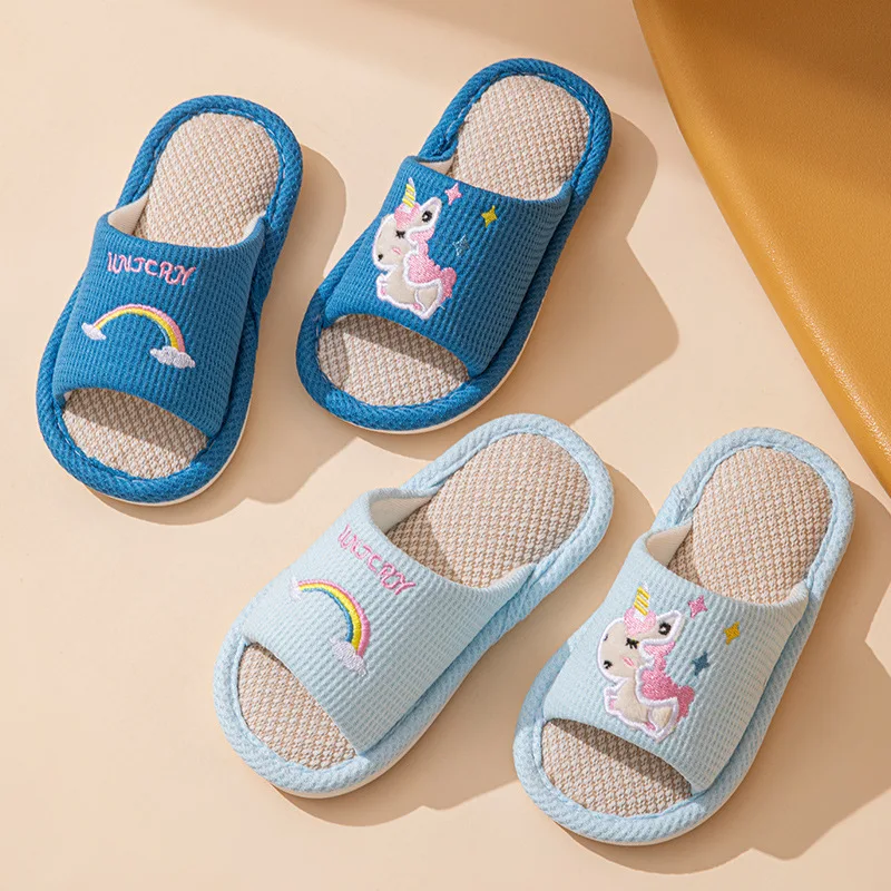 جميل الدب النعال للنساء صيف جديد الكتان الكرتون النعال لينة وحيد الشرائح المسطحة النساء لطيف منزل القطن النعال بالجملة #1