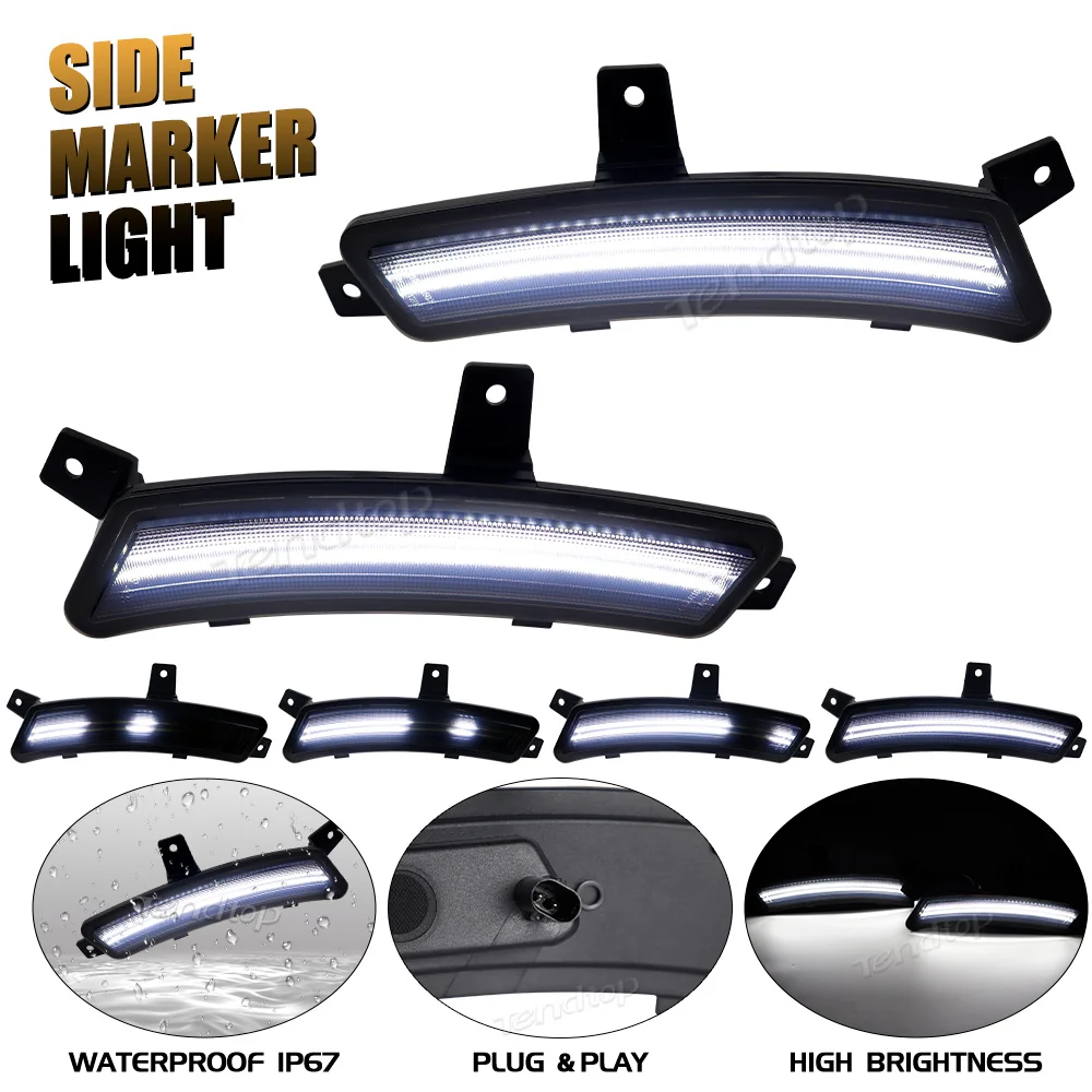 Smoked Fender Side Marker Lights For 25+ Chevy Tahoe GMC Yukon Cadillac Escalade LED Bumper Wheel Elevation Welcome Lighting
