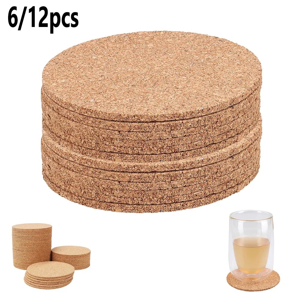 Tapis de forme ronde en liège naturel uni pratique, tapis de table pour la maison, le bureau, la cuisine, les clics de cowijk, le vin, la tasse à café et à thé, diamètre 9.5cm, 6 pièces, 12 pièces