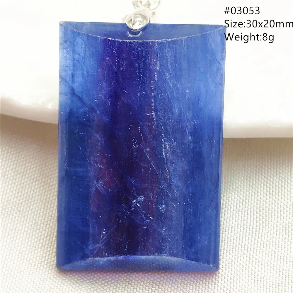 Natural Blue Kyanite Rectangle Pendant Jewelry Women Men Cat Eye Fashion Gemstone Kyanite Necklace Rare AAAAA