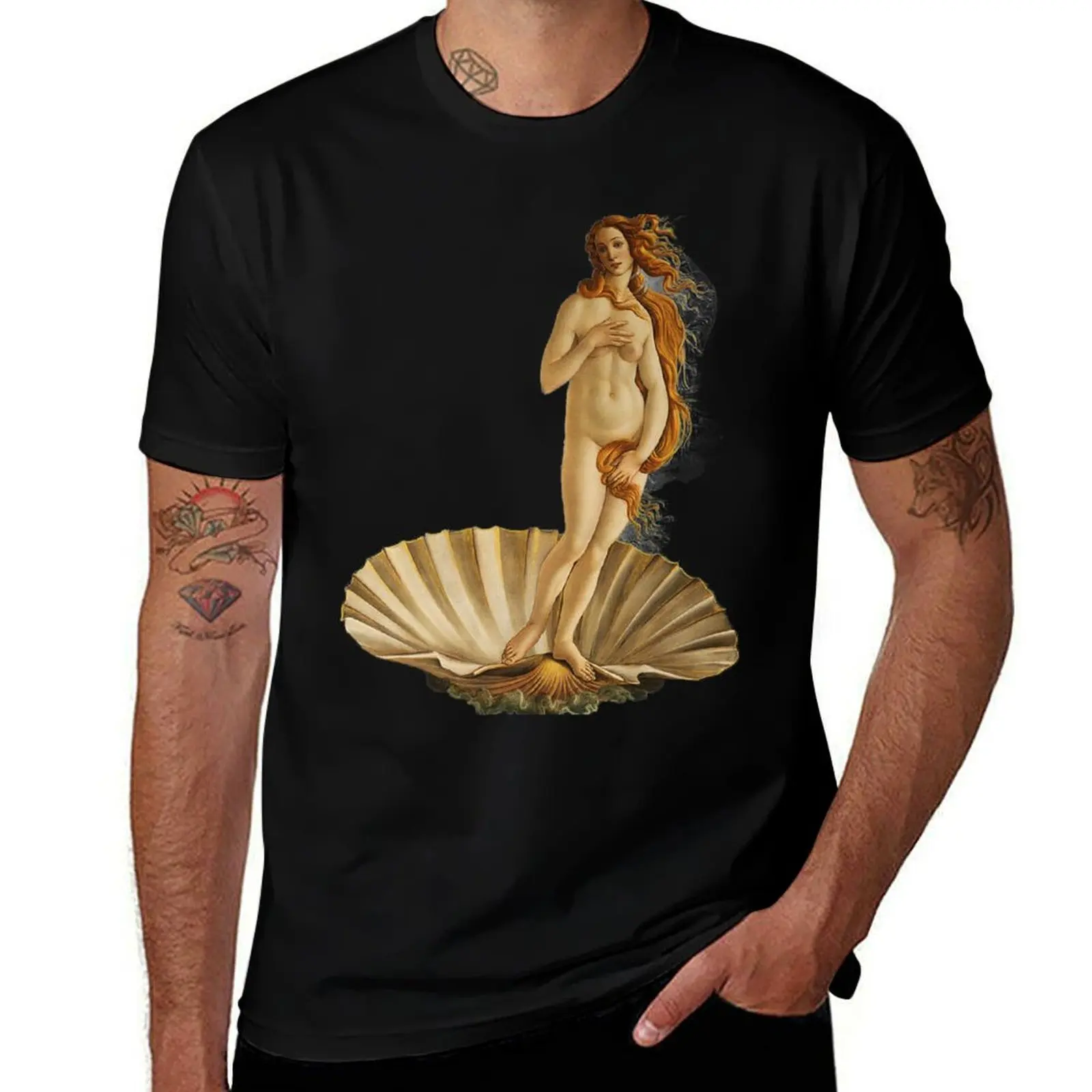 Camiseta inspirada en Botticelli Venus, camisetas de algodón para hombre, camisetas de algodón para hombre, camiseta de marca de lujo de alta calidad