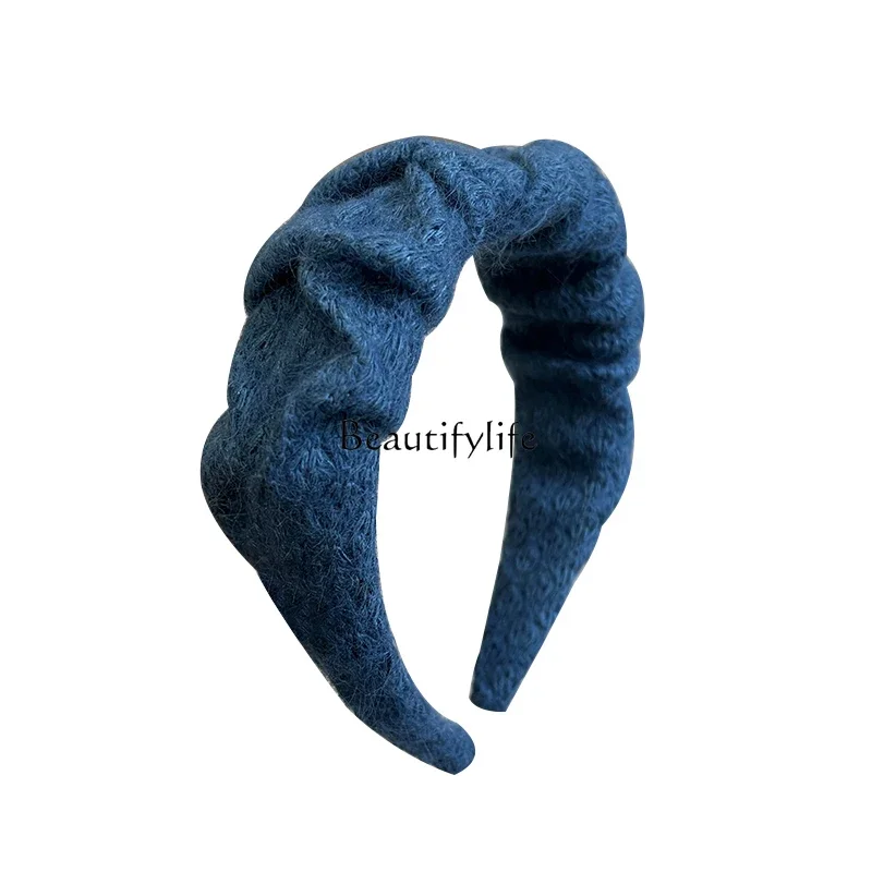 

Versatile High Cranium Klein Blue Plush Wool Headband Female French