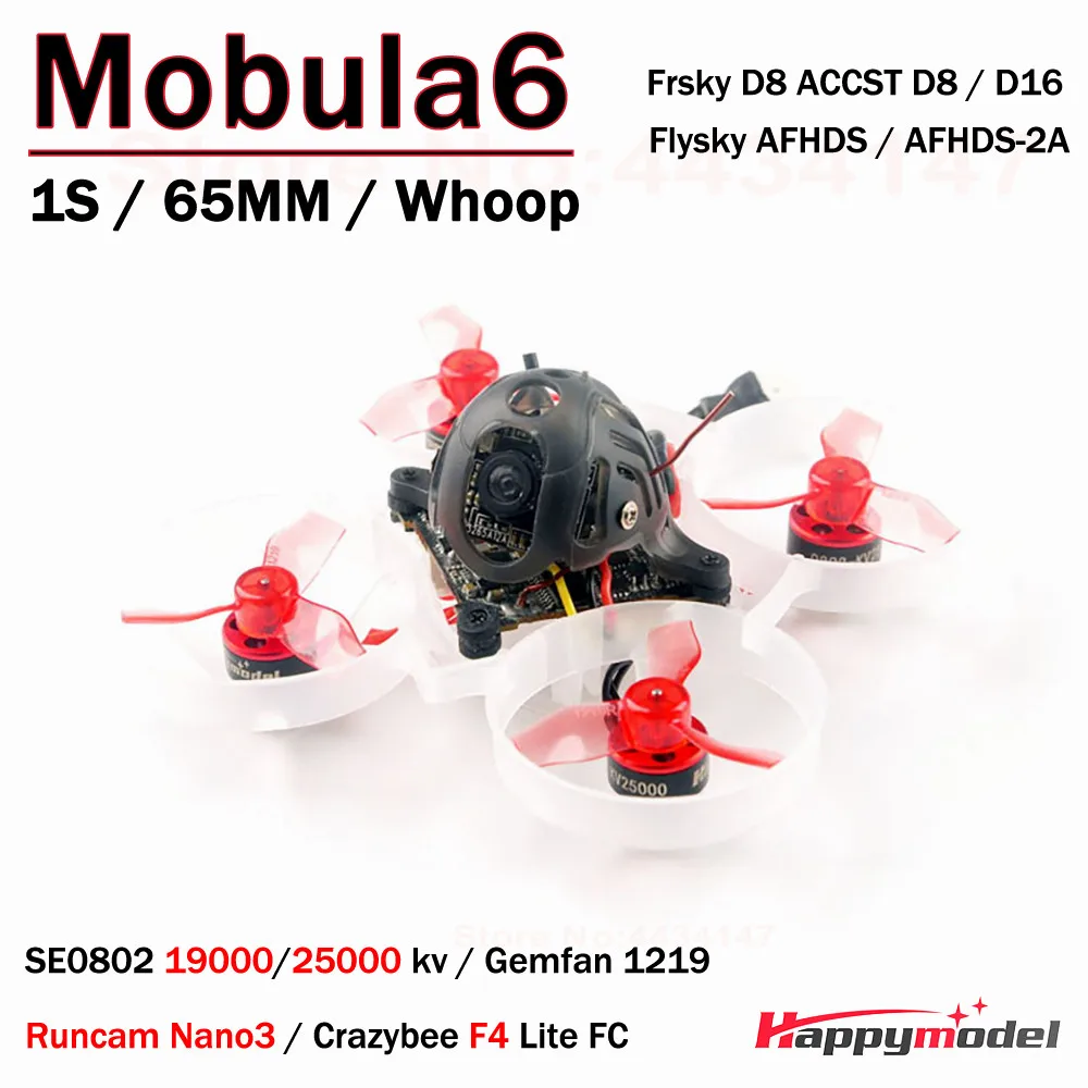 HappyModel Mobula6 Crazybee F4 Lite 1S 5A 5.8G 25mW Runcam Nano3 SE0802 KV19000 KV25000 1S 65mm Brushless FPV Tinywhoop Drone